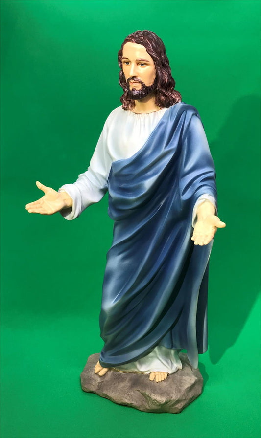 Welcoming Jesus Statue, Hand Painted Resin, 12", 95087|