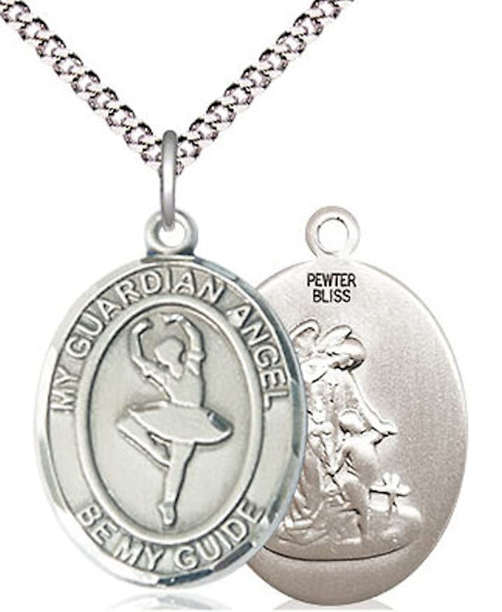 Dance / Guardian Angel Medal in Fine Pewter, 3/4", Your Choice of Chain # 17568