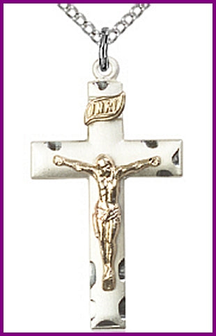 1-1/8" Gold Filled over Sterling Silver Crucifix, Your Choice of Chain, # 95693