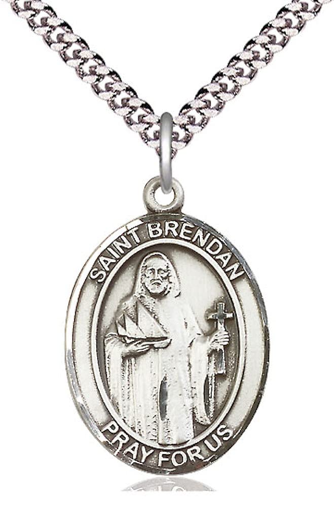 St. Brendan the Navigator Medal in Fine Pewter, 1" tall, Your Choice of Chain, # 5099