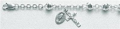 All Sterling Herringbone Rosary Bracelet, 5mm Beads, 7.5", # 96743