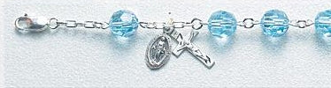 8mm Swarovski Light Sapphire Rosary Bracelet, All Sterling, 7.5", # 96744