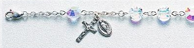 8mm Swarovski Aurora Borealis Crystal Rosary Bracelet, All Sterling, 7.5", # 96754