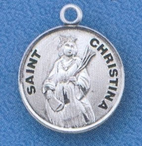 3/4" Round Sterling Medal, Your Choice of Chain, St. Christina, #96813