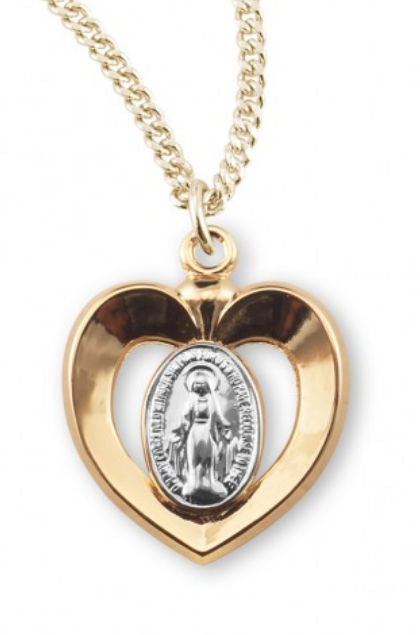 Sterling and 16kt Gold over Sterling Miraculous Medal, Your choice of chain, # 97008||