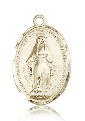 3/4" x 9/16" Miraculous Medal in Solid 14kt Gold, Free Chain, # 97031