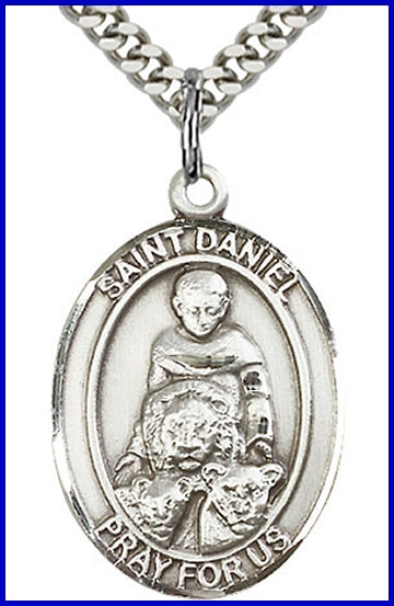 St. Daniel Medal, Sterling Silver, 1"x3/4", Your choice of chain, # 97104