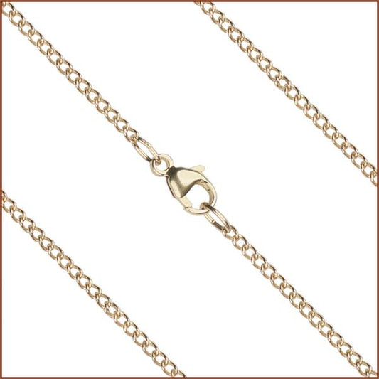 15" Light Curb Chain, 1.4mm wide, Solid 14kt Gold, # 9712