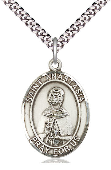 St. Anastasia Medal, Sterling Silver, 3/4", 18" Chain, # 97120-sale