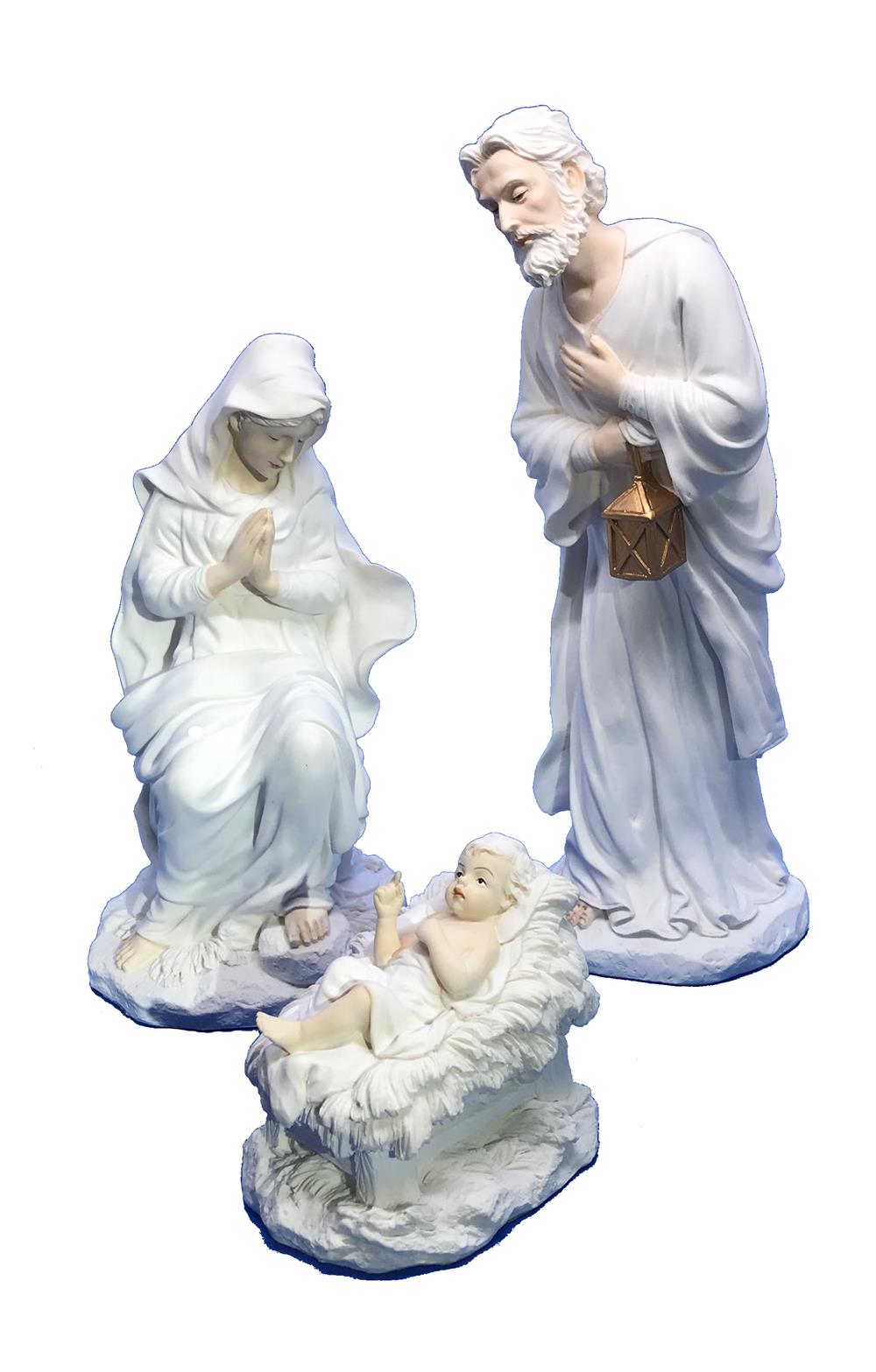 10.5" 3-pc Nativity set in White Resin with Highlights, 97213-sale