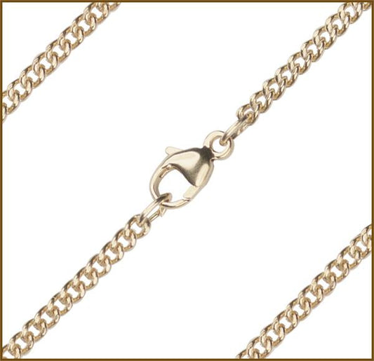 15" Medium Curb Chain, 2.14mm wide, Solid 14kt Gold, # 9727