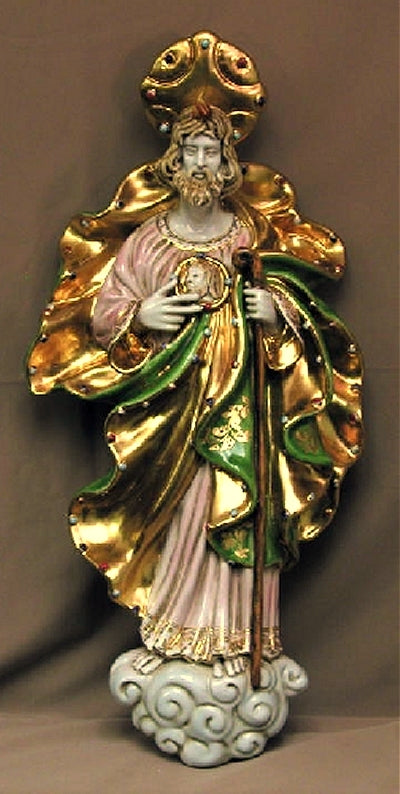 Saint Jude wall plaque in fully hand painted and hand crafted ceramic, 21". Made in Italy., 97414