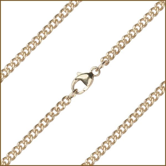 20" Heavy Curb Chain, 2.5mm wide, Solid 14kt Gold, # 9745