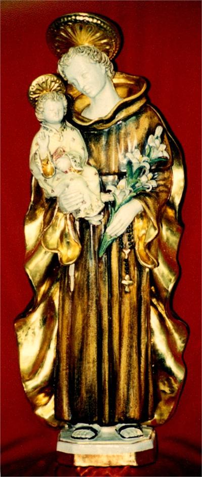 Saint Anthony and Child in hand-painted and hand-crafted ceramic, 25". Made in Italy., 97440