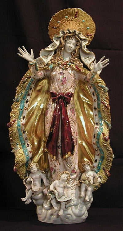 Assumption in hand-painted and hand-crafted ceramic, 38". Made in Italy., 97443