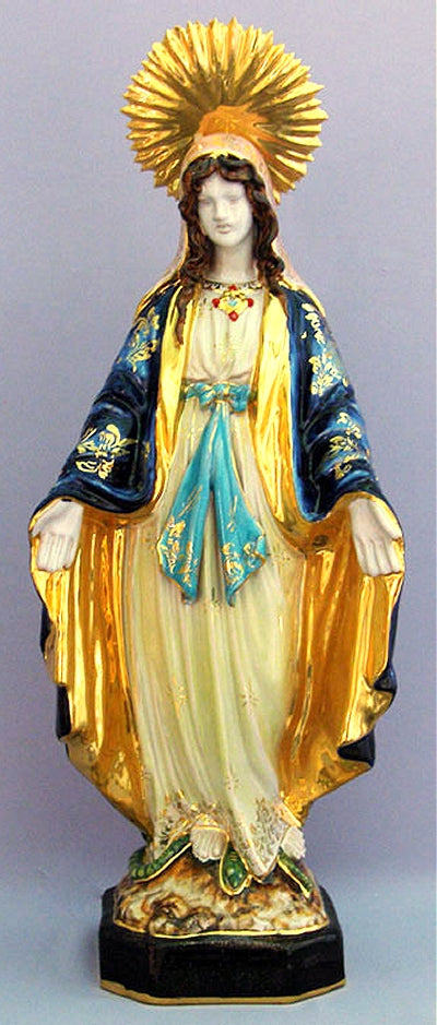 Lady of Grace by Carmine Apolito in hand-painted and hand-crafted ceramic, 18". Made in Italy., 97454