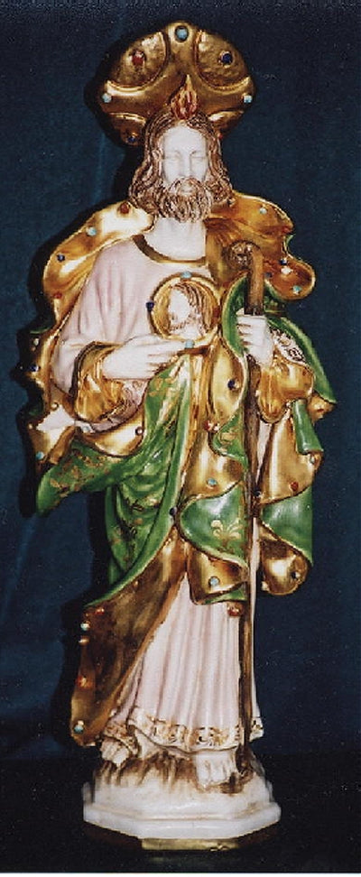 Saint Jude in fully hand painted and hand crafted ceramic, 20". Made in Italy., 97461
