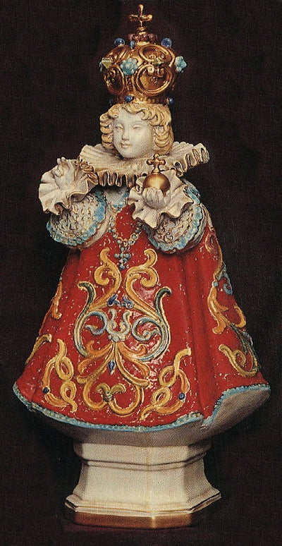 Infant of Praque in fully hand painted and hand crafted ceramic, 18". Made in Italy., 97462