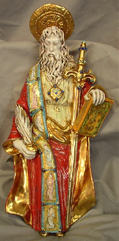 Saint Paul, hand painted and hand crafted ceramic, 15.5". Made in Italy., 97465