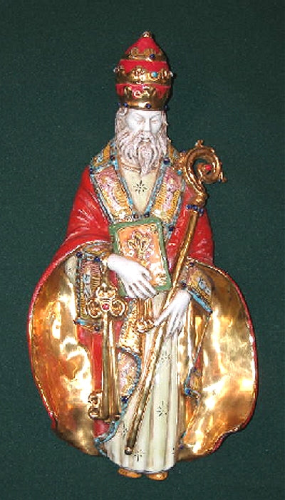 Saint Peter, hand painted and hand crafted ceramic, 16.5". Made in Italy., 97466