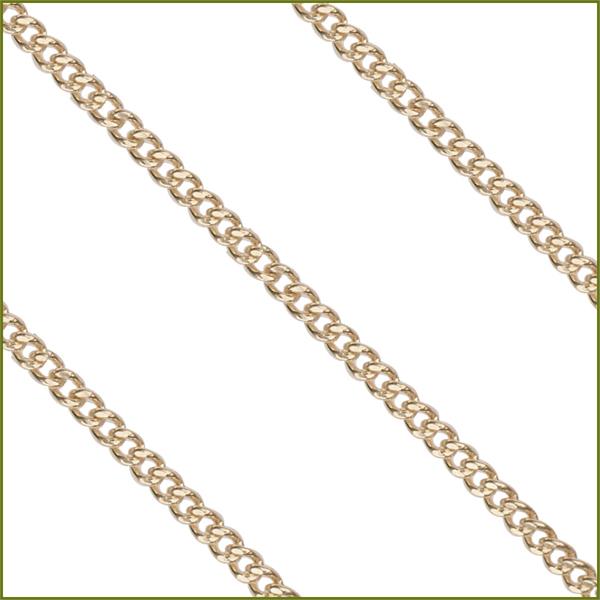 27" Heavy Endless Curb Chain, 2.5mm wide, Solid 14kt Gold, # 9765