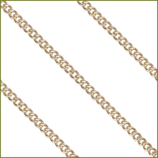 27" Heavy Endless Curb Chain, 2.5mm wide, Solid 14kt Gold, # 9765