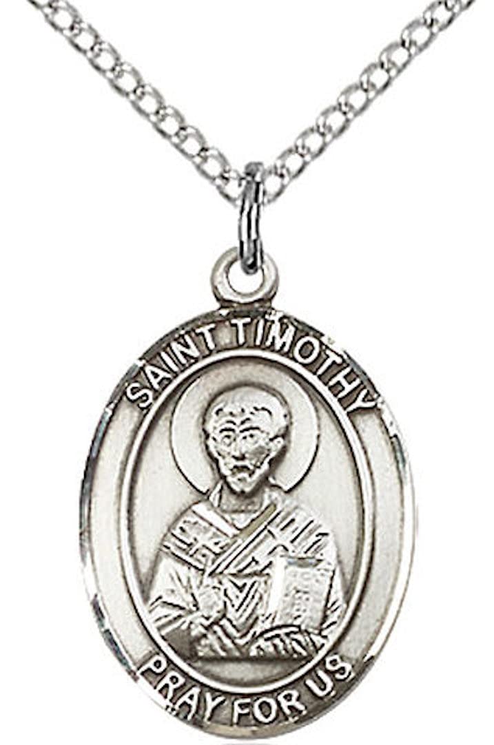 St. Timothy Medal in Fine Pewter, 3/4" tall, Your Choice of Chain # 17258