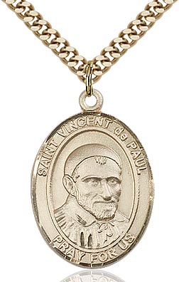 St. Vincent de Paul Oval Medal 1"x3/4" 14kt Gold Filled, Your Choice of Chain, # 97849