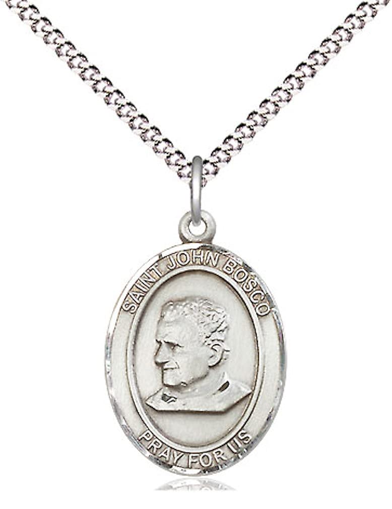 St. John Bosco Medal in Fine Pewter, 3/4" tall, Your Choice of Chain # 17084