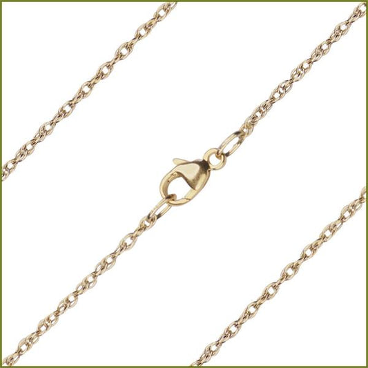 15" Light Rope Chain, 1.5mm wide, Solid 14kt Gold, # 9800