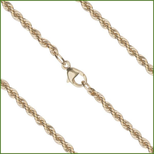 18" French Rope Chain, 2.4mm wide, Solid 14kt Gold, # 9822