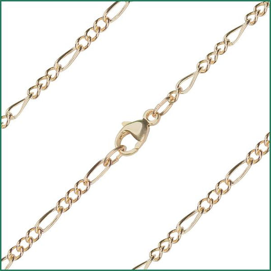 20" Figaro Chain, 2.3mm wide, Solid 14kt Gold, # 9837