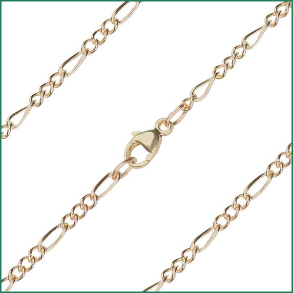 24" Figaro Chain, 2.3mm wide, Solid 14kt Gold, # 9838