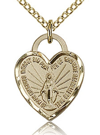 Miraculous Heart Pendant Gold Filled 9/16", Your Choice of Chain, # 98605