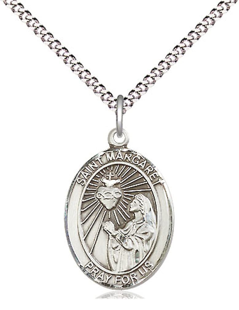 St. Margaret Medal in Fine Pewter, 3/4" tall, Your Choice of Chain # 17138