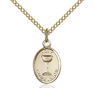 Holy Communion Pendant Oval 14kt Gold Filled, 1/2", Your Choice of Chain, # 98611