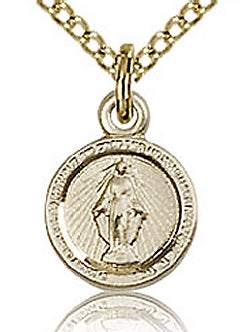 Miraculous Medal 3/8" Round Gold Filled, Your Choice of Chain, # 98919
