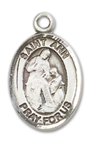 St. Ann Charm Medal, Sterling Silver, 1/2", Your Choice of Chain, # 9905