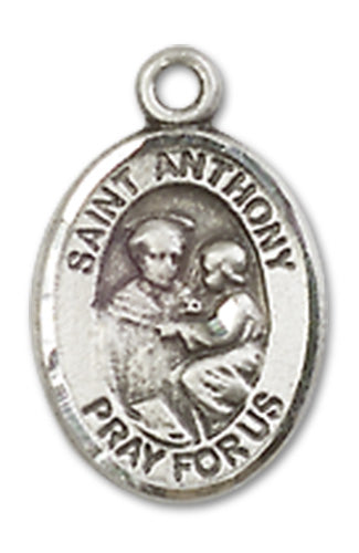 St. Anthony of Padua Charm Medal, Sterling Silver, 1/2", Your Choice of Chain, # 9907