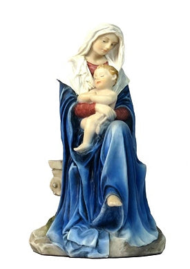 Mary & Child Hand Painted Resin Statue 6", 99358-sale