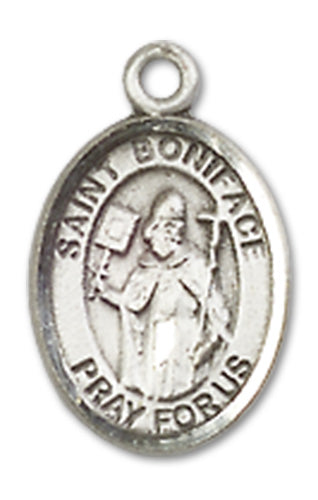 St. Boniface Charm Medal, Fine Pewter, 1/2", your choice of chain, # 10310