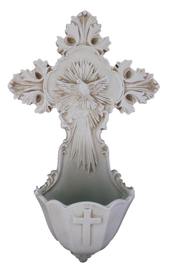 6" Antiqued Resin Ornate Holy Spirit Water Font, 2-Count Value Pack, # 99389