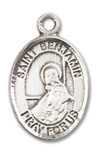 St. Benjamin Charm Medal, Fine Pewter, 1/2", Your Choice of Chain, # 10315