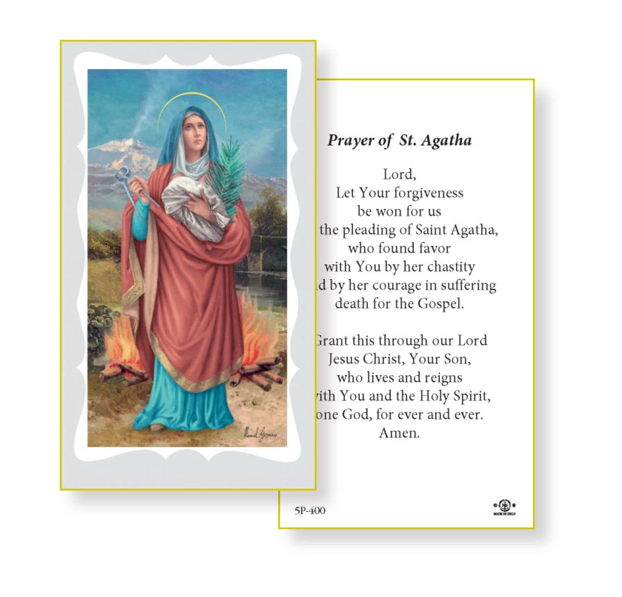 SAINT AGATHA Paper Holy Cards, 2"x4", 100-pack, # 5907