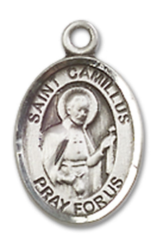 St. Camillus of Lellis Charm Medal, Sterling Silver, 1/2", Your choice of chain, # 9945