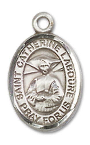 St. Catherine Laboure Charm Medal, Sterling Silver, 1/2", Your choice of chain, # 9947