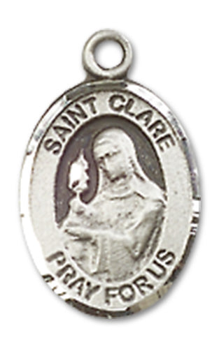 St. Clare of Assisi Charm Medal, Sterling Silver, 1/2", Your choice of chain, # 9953