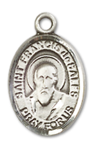 St. Francis de Sales Charm Medal, Sterling Silver, 1/2", Your choice of chain, # 9960