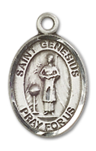 St. Genesuis of Rome Charm Medal, Fine Pewter, 1/2", Your choice of chain, # 10337