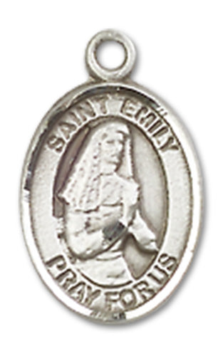 St. Emily de Vialar Charm Medal, Sterling Silver, 1/2", Your choice of chain, # 9971